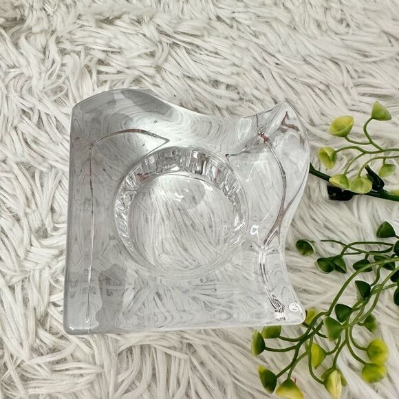 Orrefors Sweden Crystal Puzzle Piece Votives Candle Holder Clear Heavy 1 piece - Picture 2 of 9